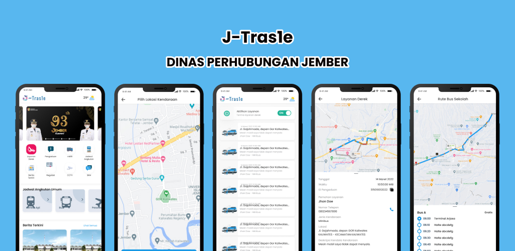J-Tras1e transport services app preview