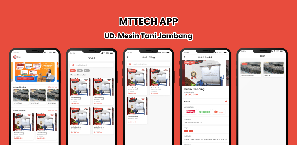 MTTECH agricultural equipment catalog app preview