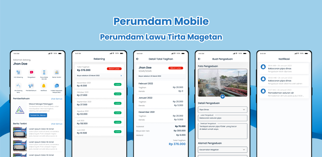 Perumdam Mobile customer service app preview